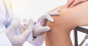 patient getting a knee gel injection